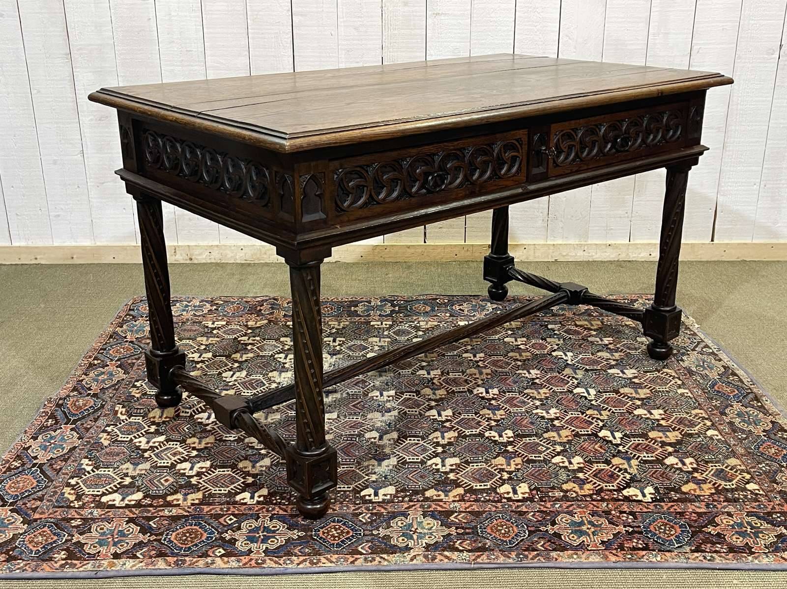 Late 19th century Gothic style oak desk