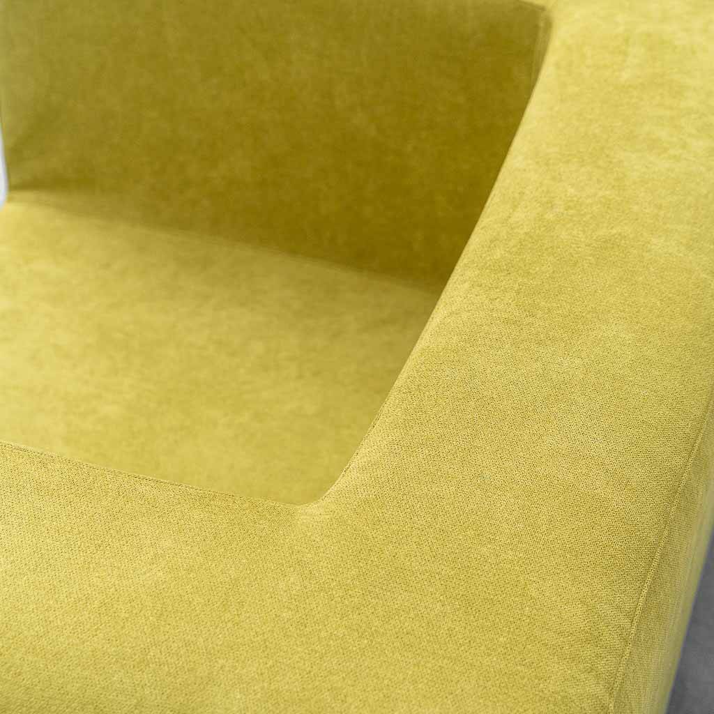 Vintage lounge armchair in lime green fabric – geometric design from the 1970s