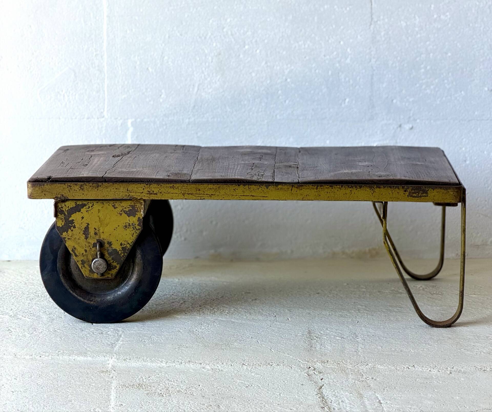 Table basse en chariot d'usine industriel vintage, 1970