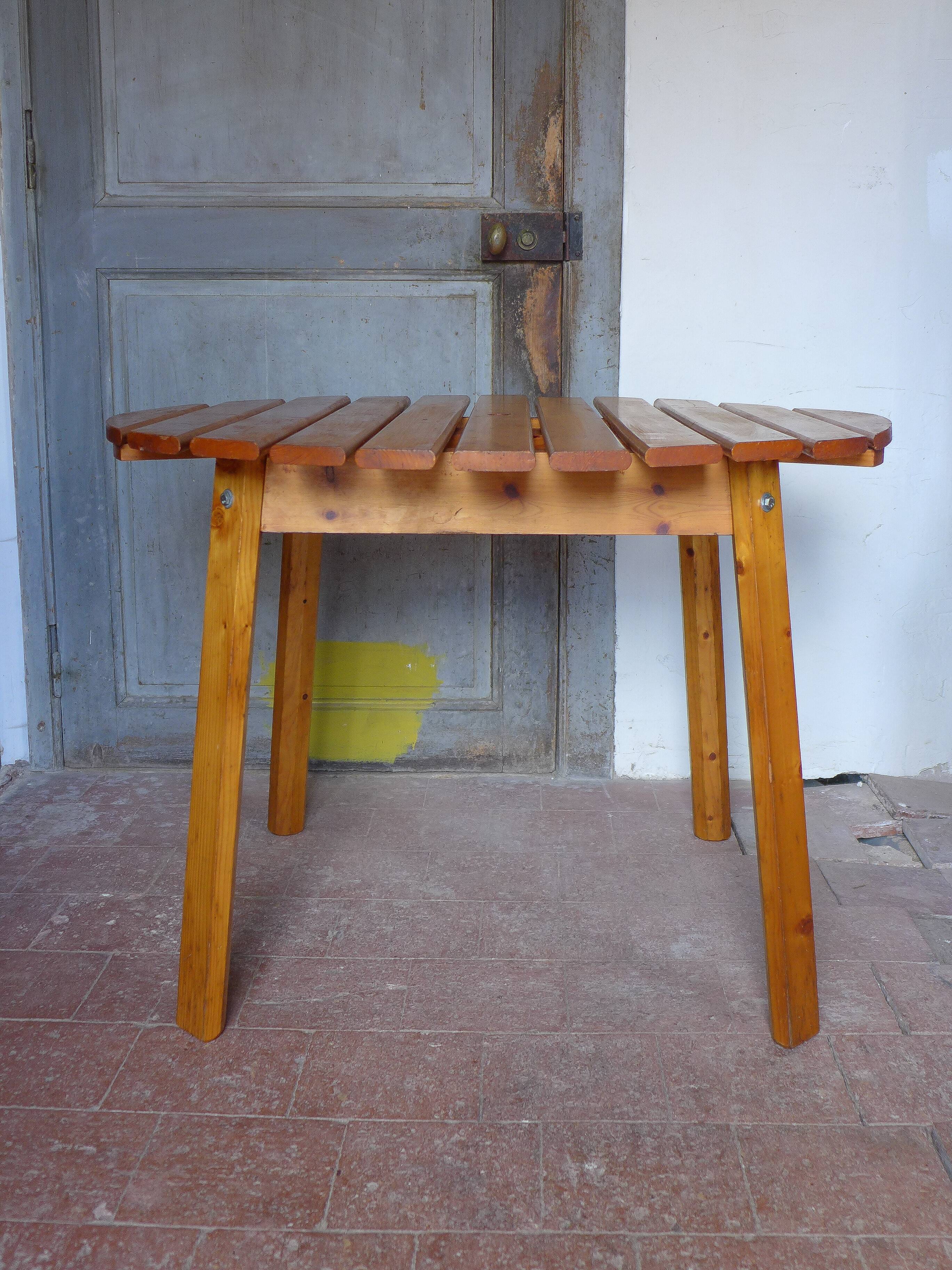 Vintage round pine table, slatted pine table, vintage table, pine furniture