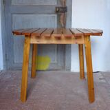 Vintage round pine table, slatted pine table, vintage table, pine furniture
