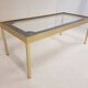 Vintage coffee table gold aluminium & star glass 1960s