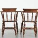 Set of 2 antique English captain's chairs/desk chairs from the 19th century