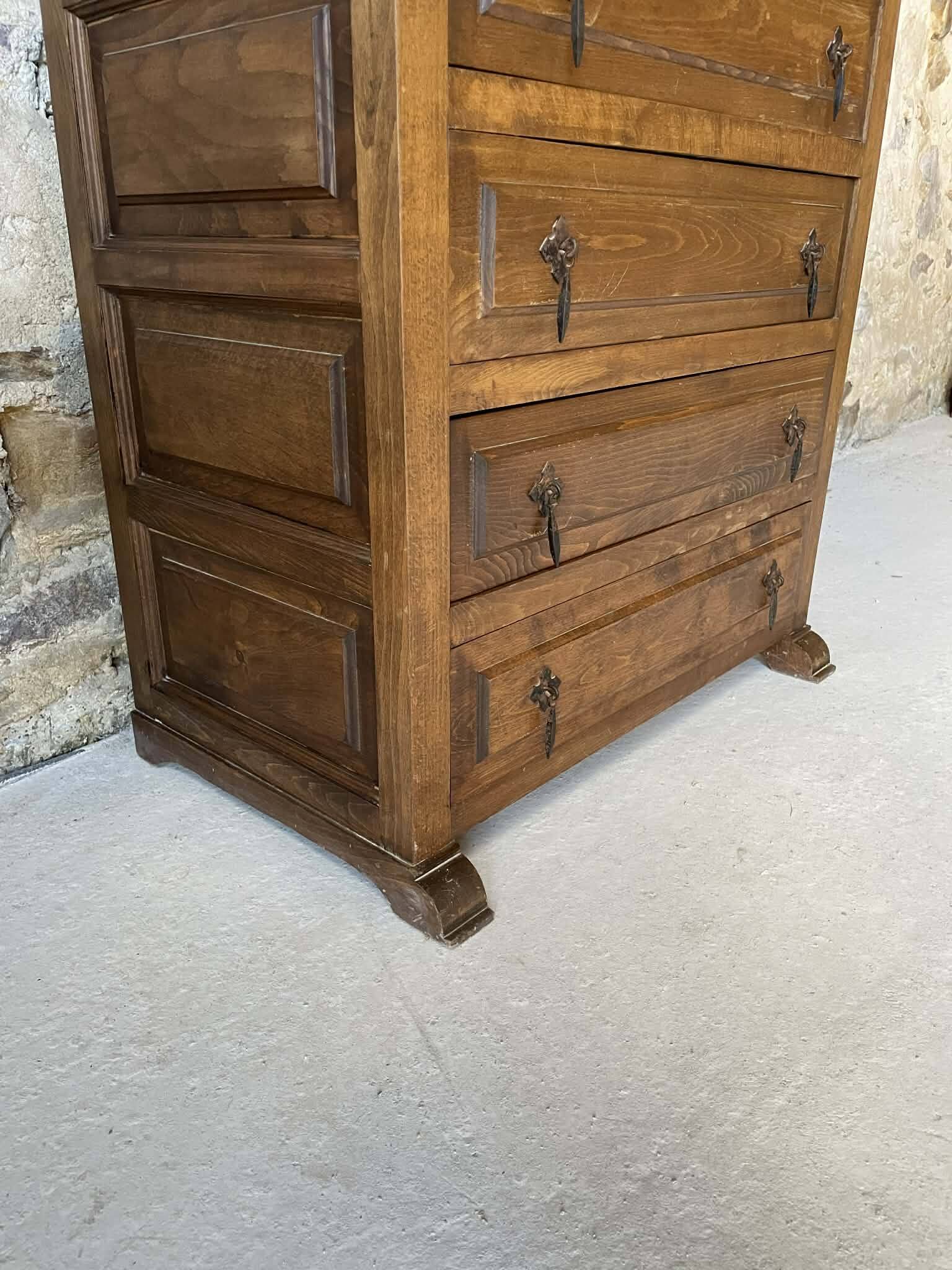 Scottish chest of drawers in olive wood – 6 drawers