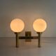 Double opal glass and heavy brass, large minimalist cinema wall light, 1960s, Germany