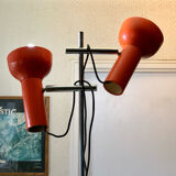 Lampadaire original deux spots orange 1970