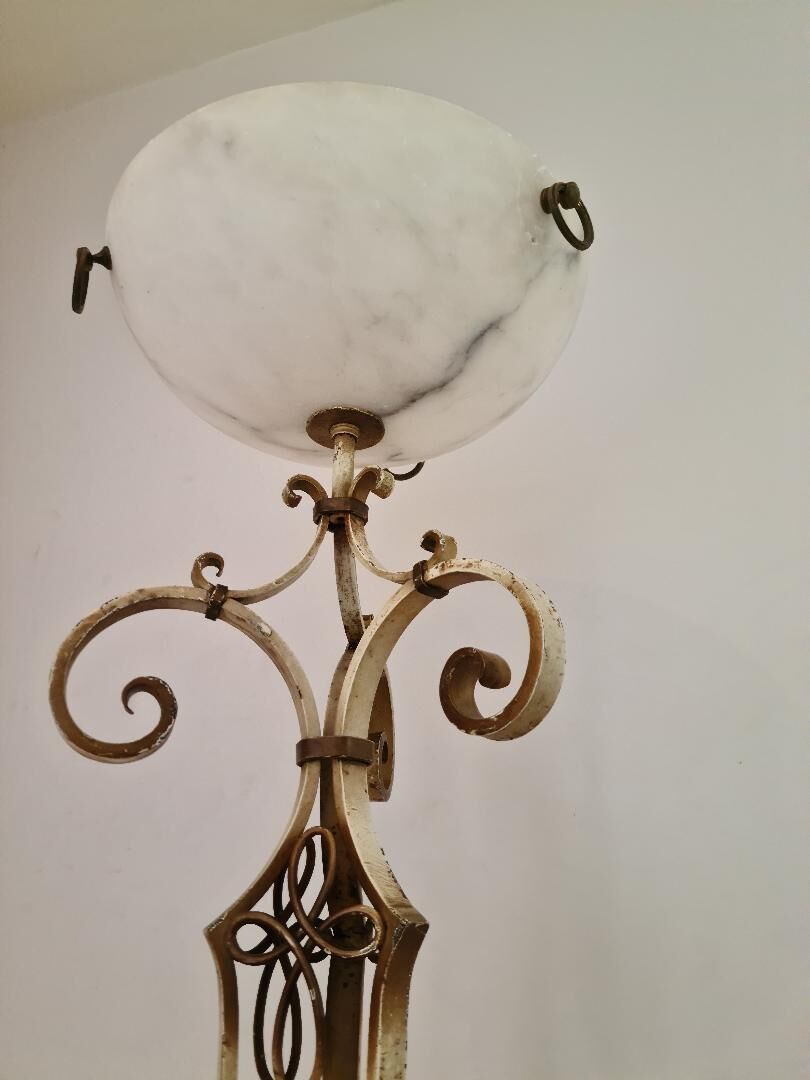 40s tripod floor lamp in wrought iron