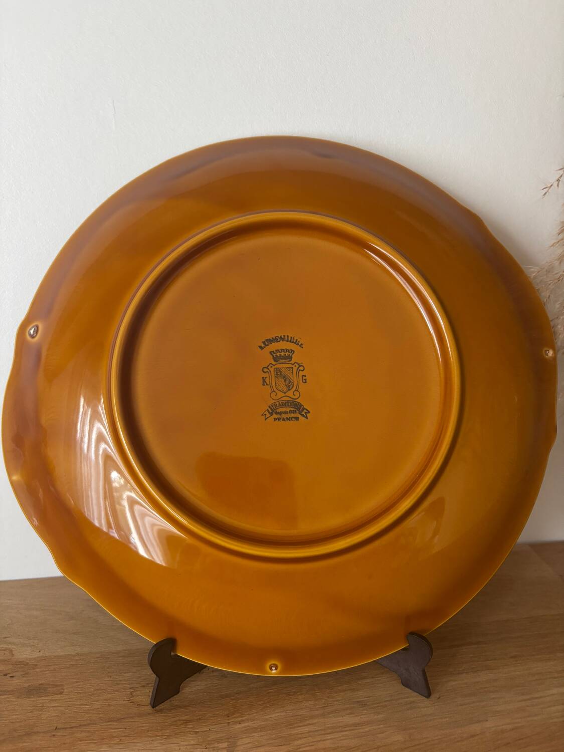 Vintage large serving plate brown honey Luneville