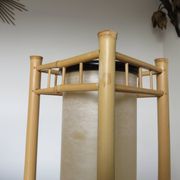 Large bamboo lamp with a tubular shade from the 70s and 80s.