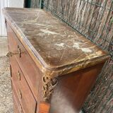 Weekly / chiffonnier, chest of drawers with 8 drawers in marquetry, marble top.