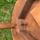 Mid-century brown side table in solid wood, 1960s tripod style.