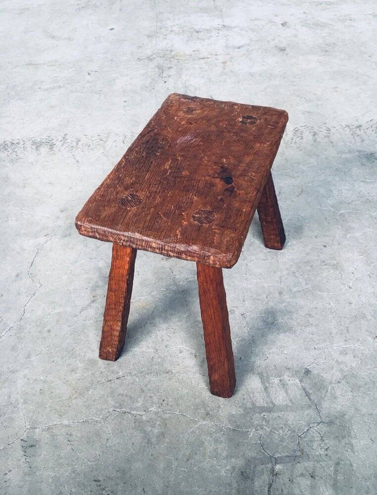 Carved Oak Side Table, 1940s