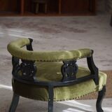 Victorian English decorative chair, velvet and wood, late 19th century.