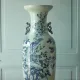 Large Chinese baluster vase in porcelain with bird and flower decoration.