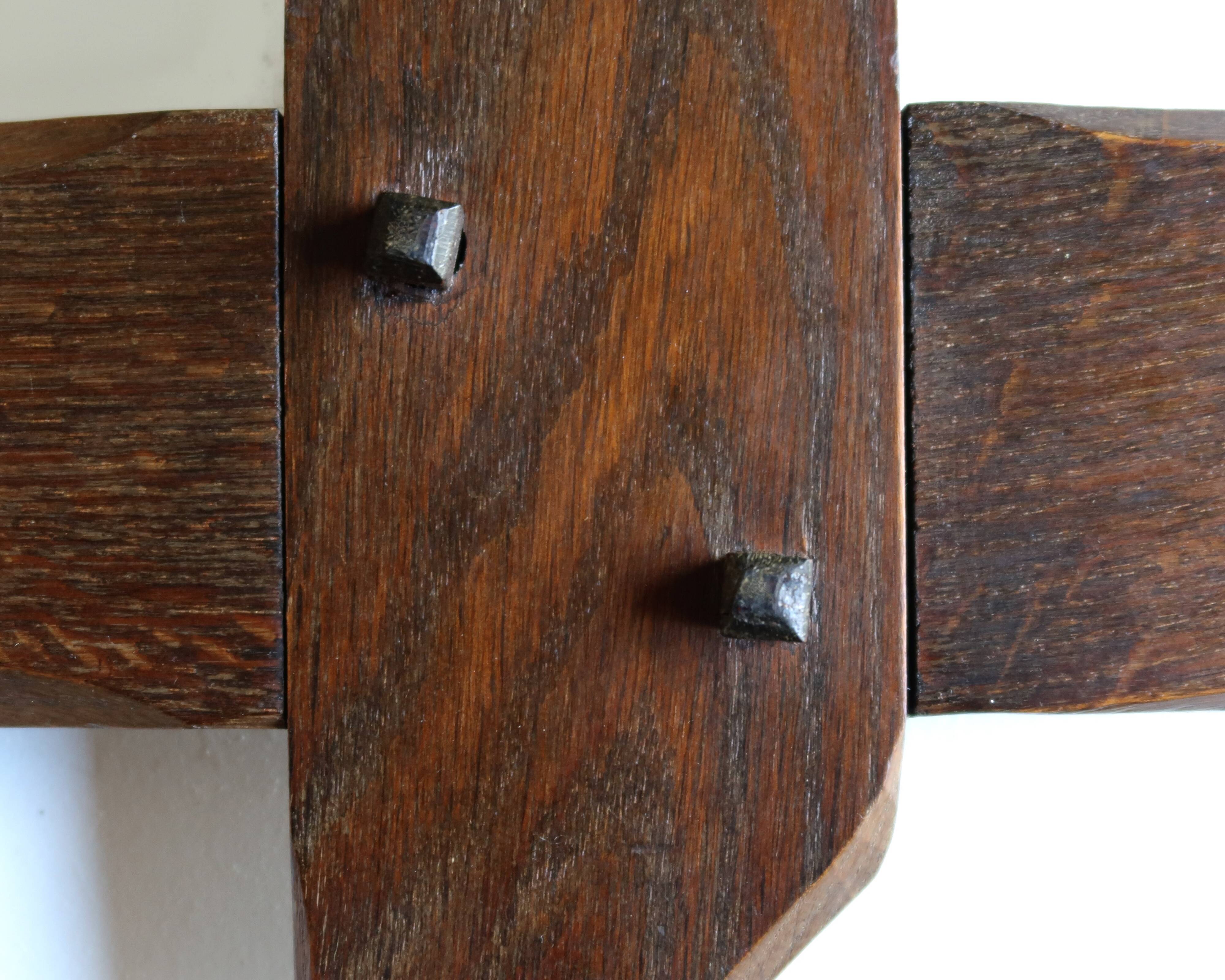 Rectangular mirror with bevelled wooden frame, 1970s.