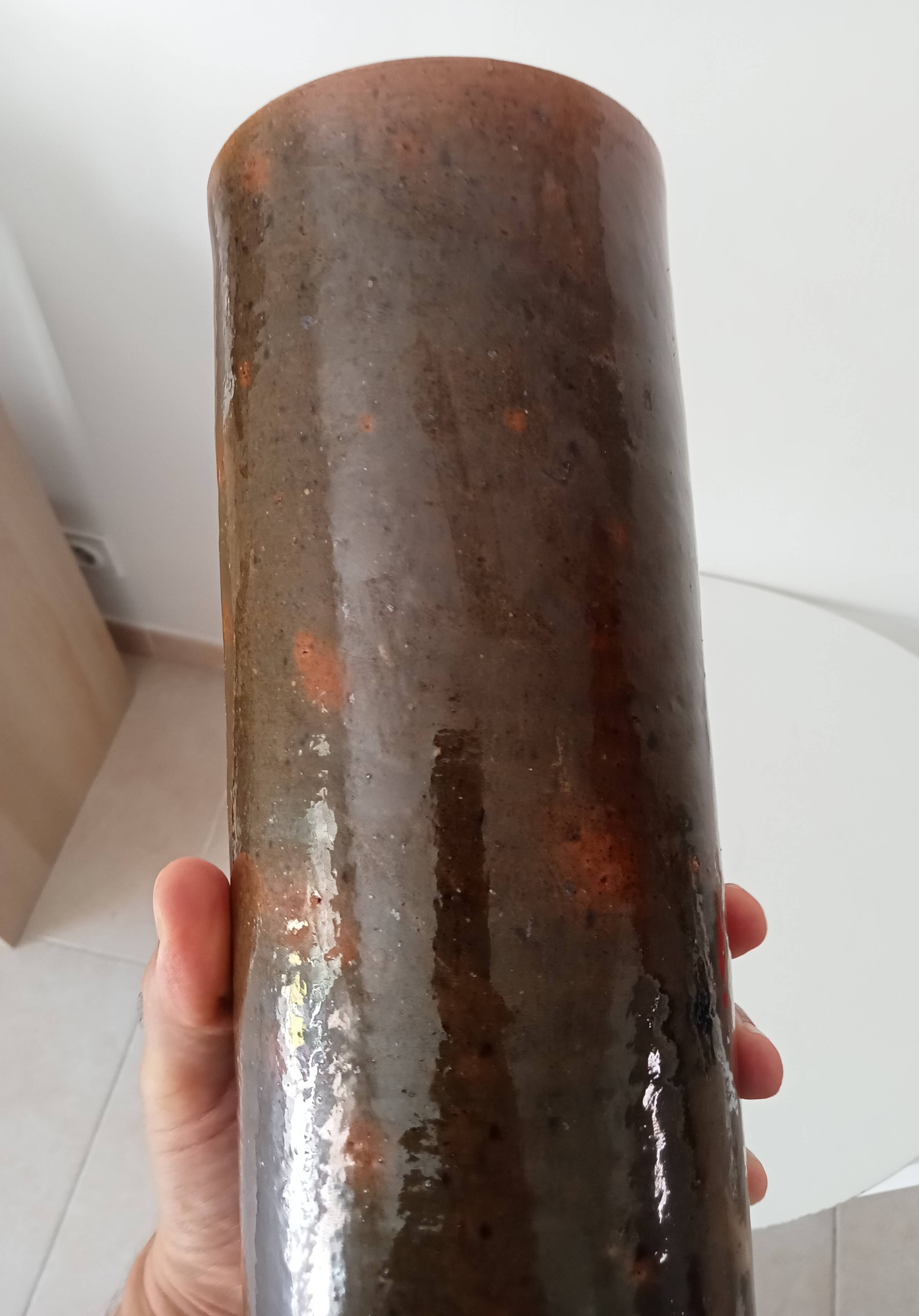 Vase rouleau vintage en grès années 50