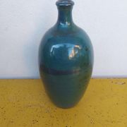 Enamelled terracotta vase, blue