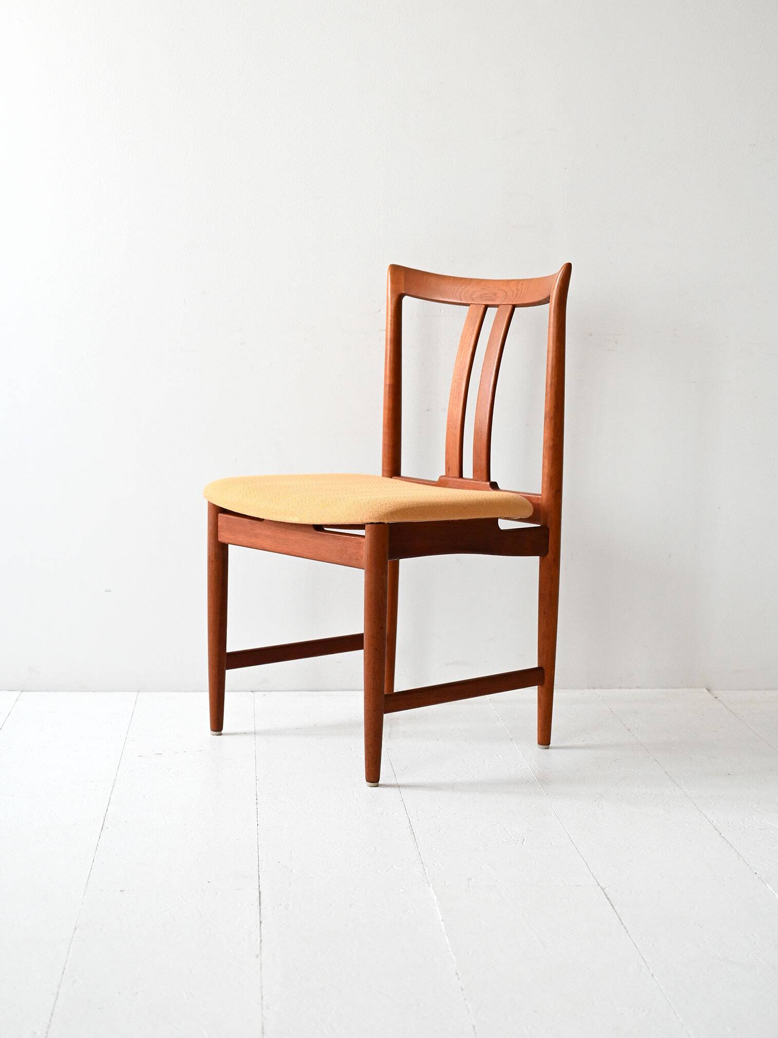 Set of 6 Scandinavian Teak Chairs with Yellow Seats