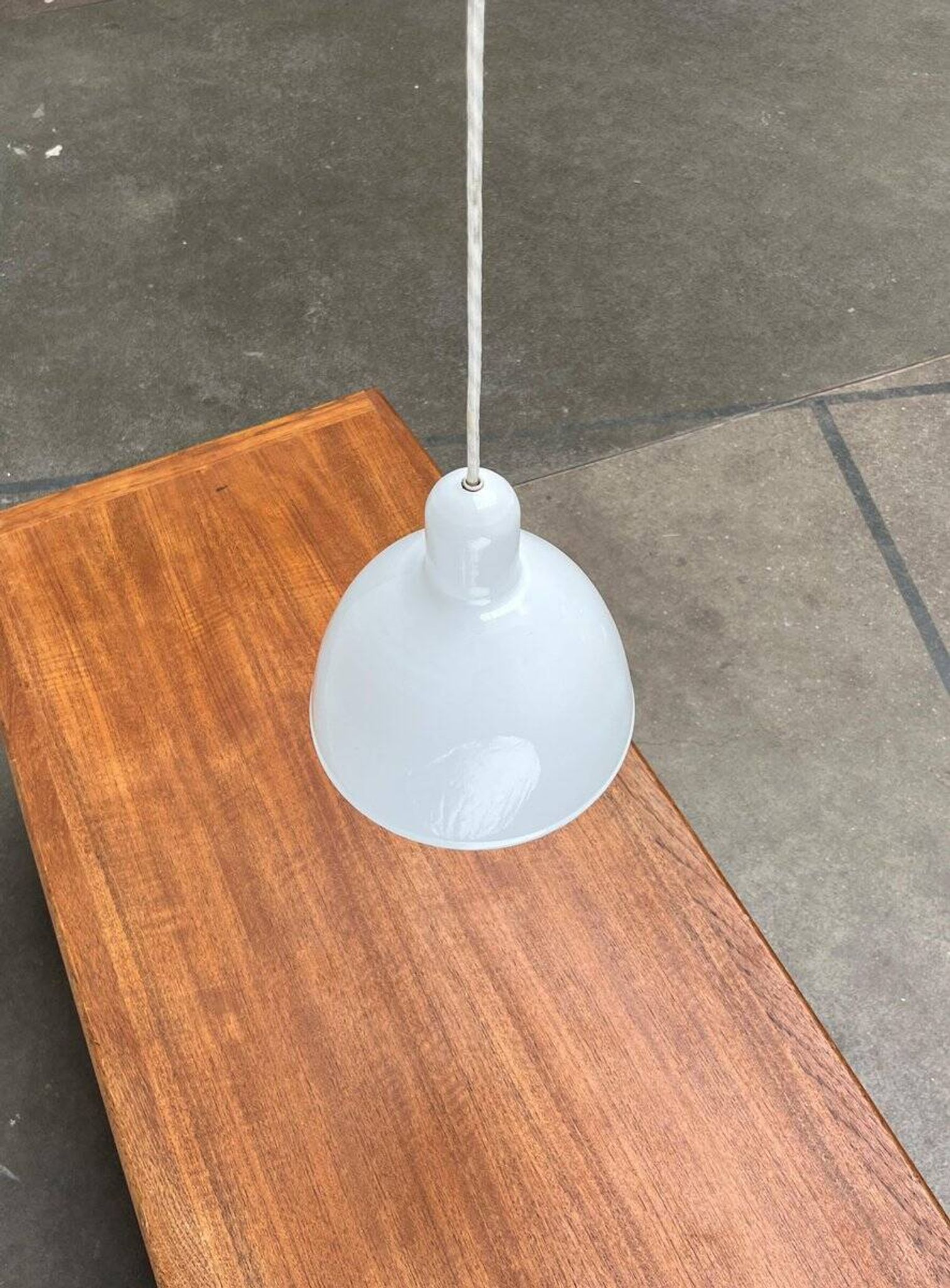 Vintage Danish enamelled pendant lamp model ES by Edgar Schlaefle for Louis Poulsen, 1980s.