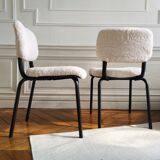 Pair of vintage chairs in sheep moumoute
