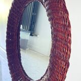 Round rattan wall mirror 1970s/80s
