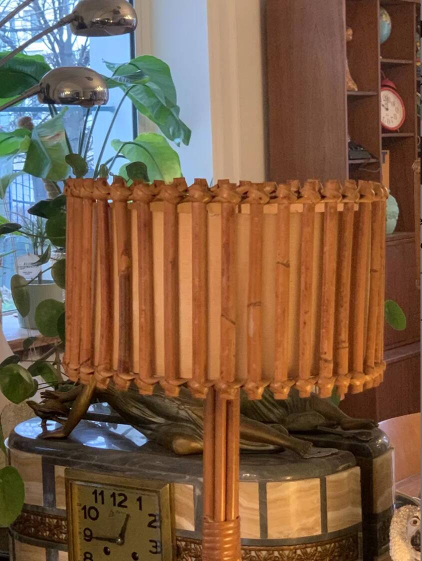 1950s tripod rattan lamp H47