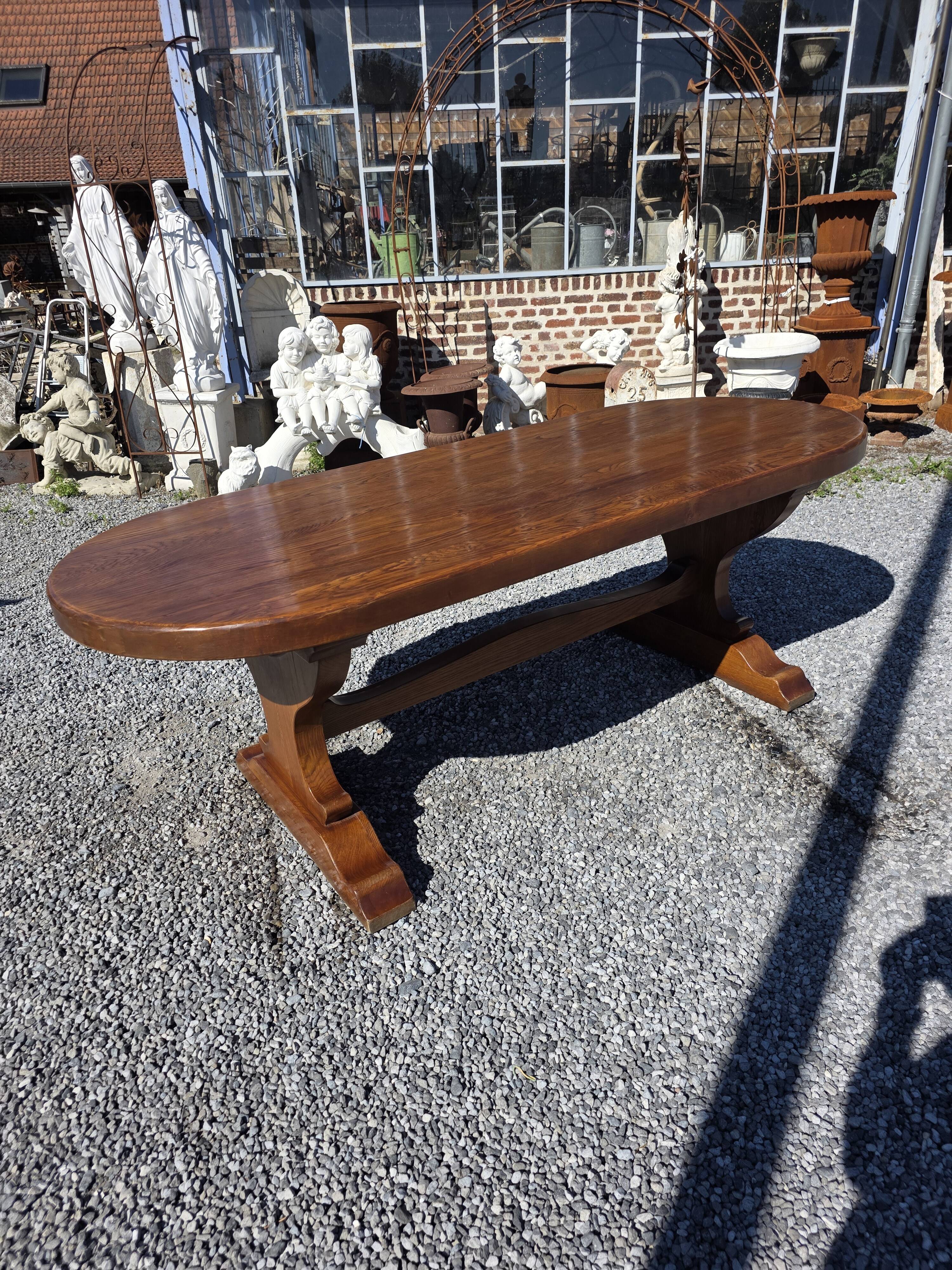 Solid oak farmhouse table, 220×90cm