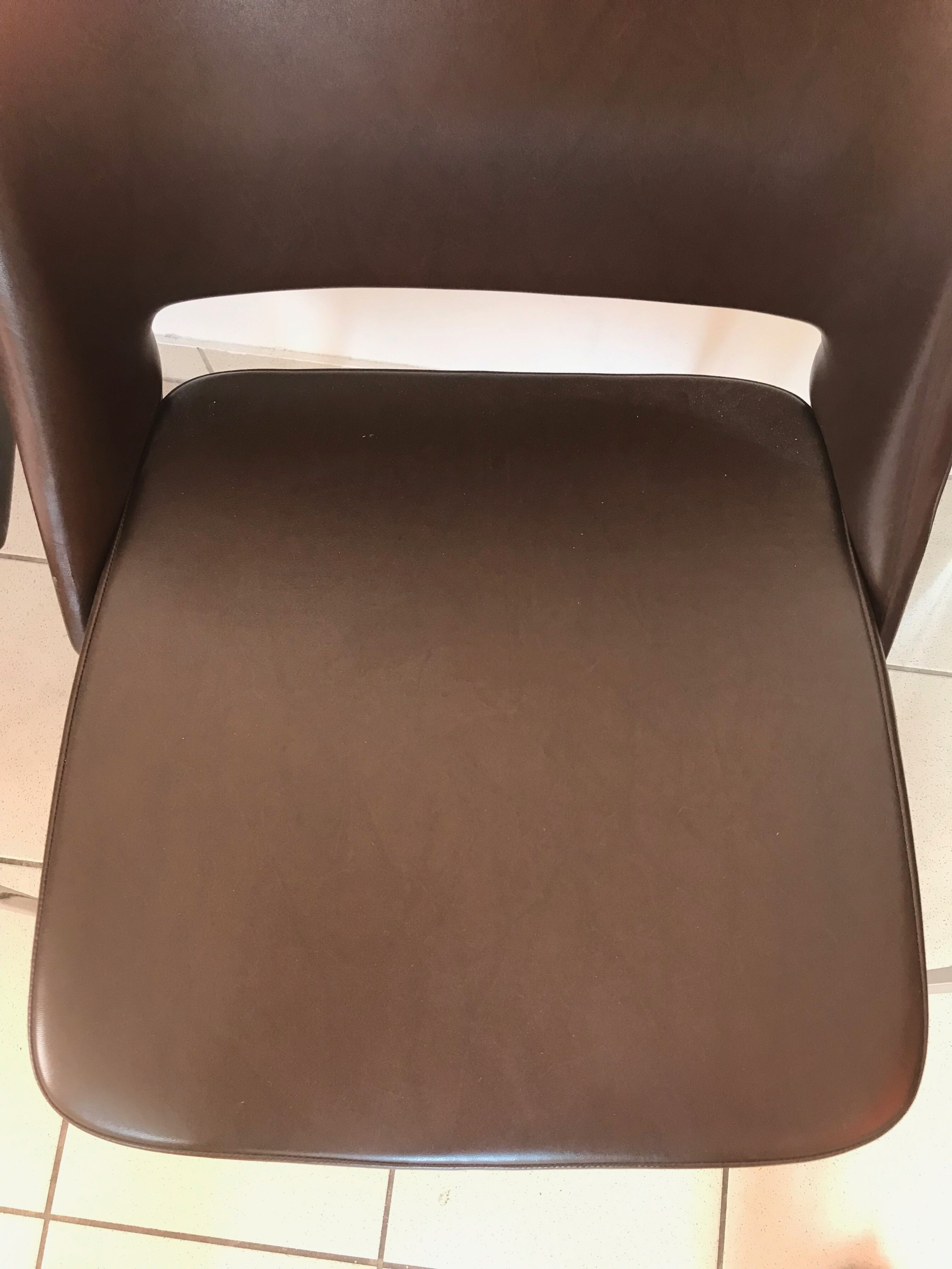 4 VINTAGE chairs in arflex-style brown skai