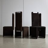 Chaises italiennes en velours côtelé avec détails chromés par Luigi Saccardo, années 1970