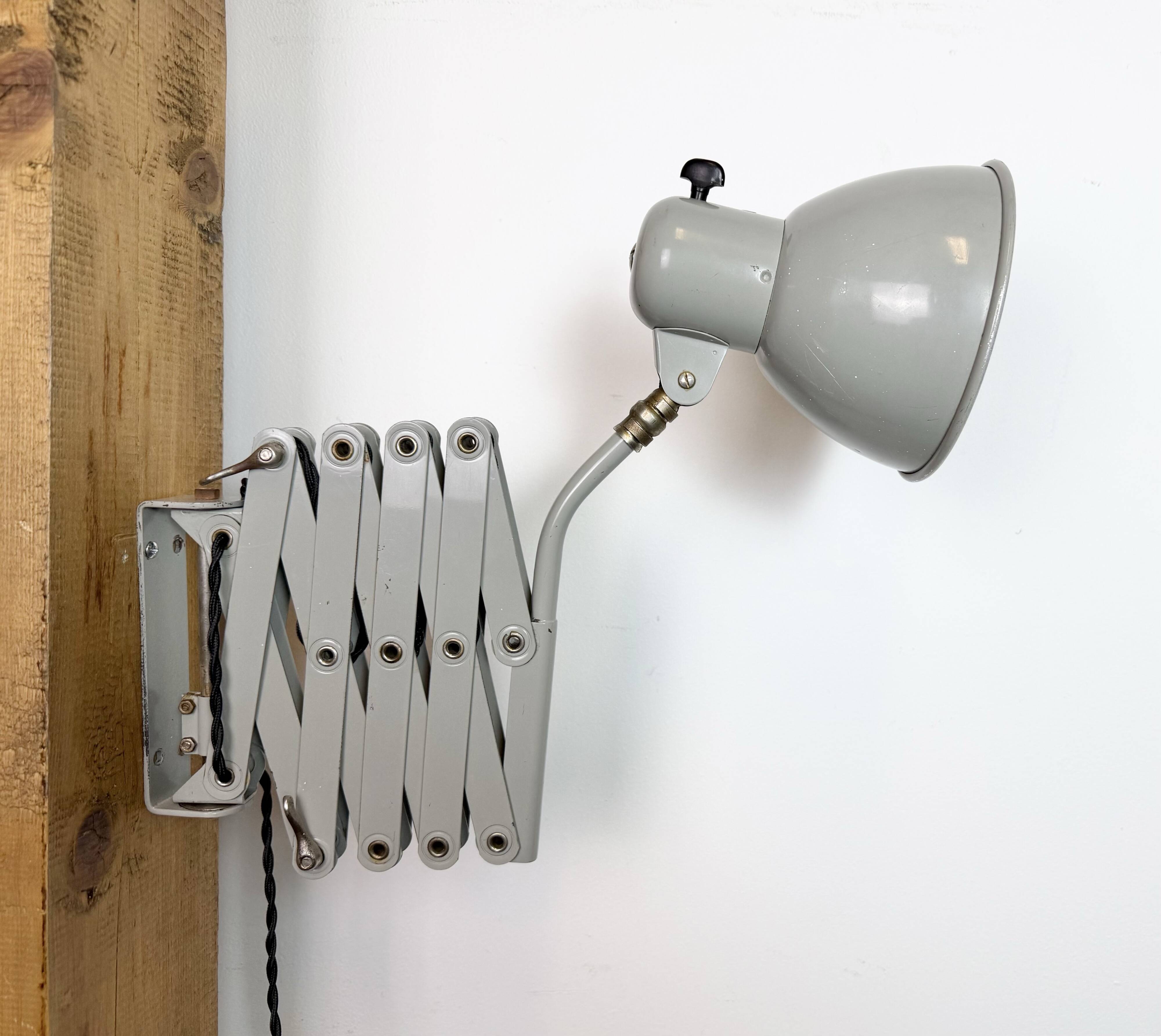 Grey German Industrial Scissor Wall Lamp from SIS, 1960s