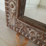 Miroir Shabby, cadre en bois sculpté