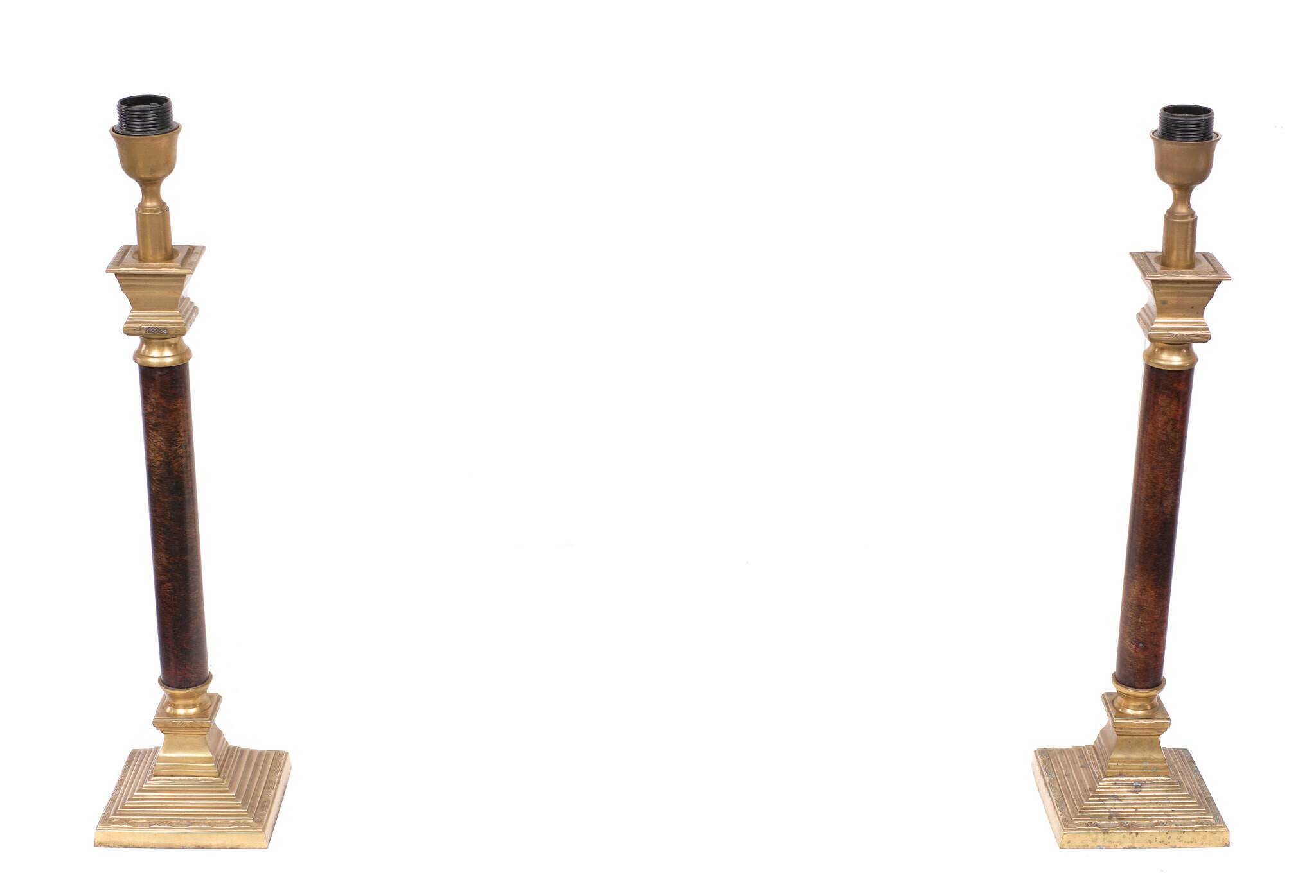 Set brass column table lamps 1970s de knudt belgium