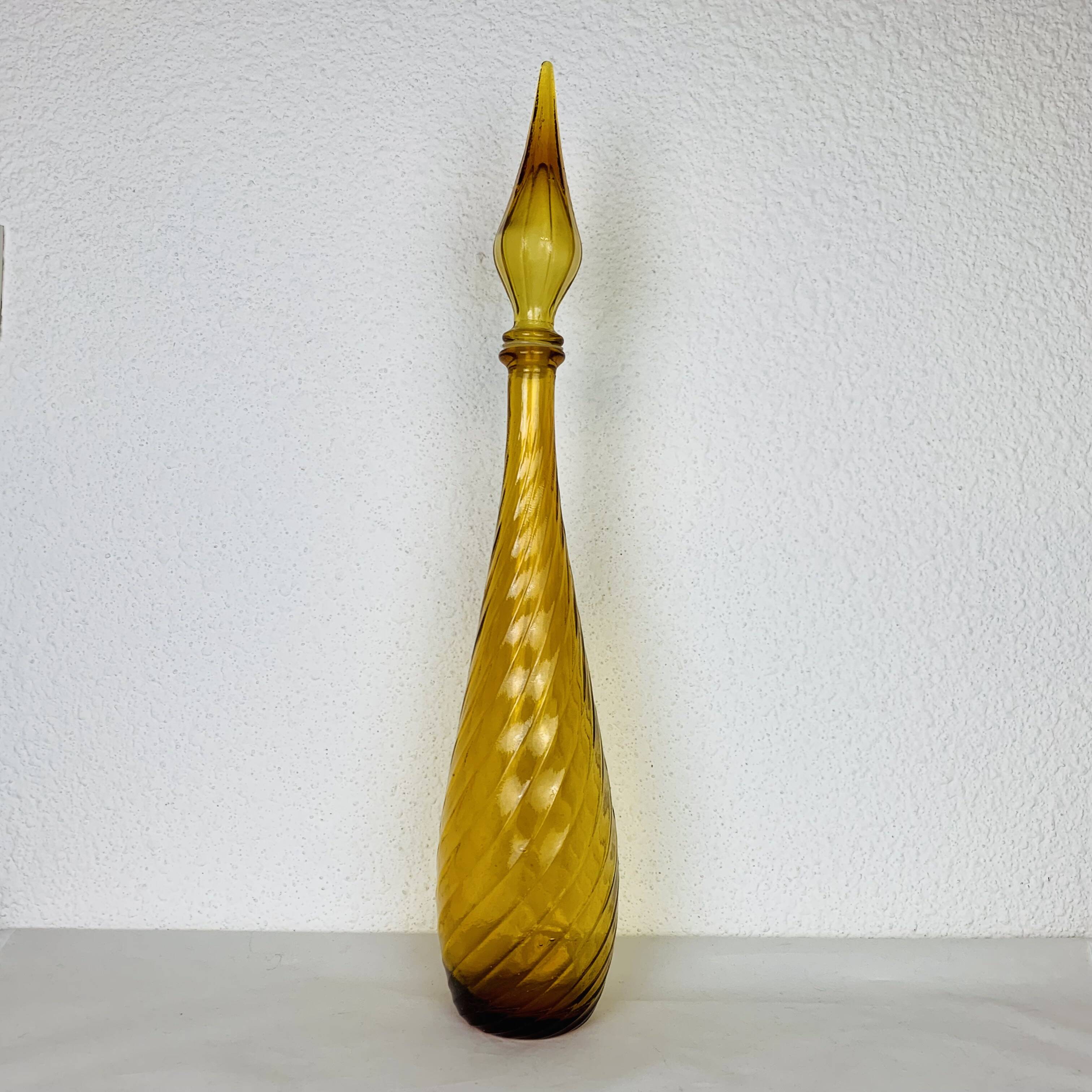 Carafe Empoli Italian bottle yellow glass, vintage