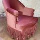 Fauteuil crapaud rose vintage