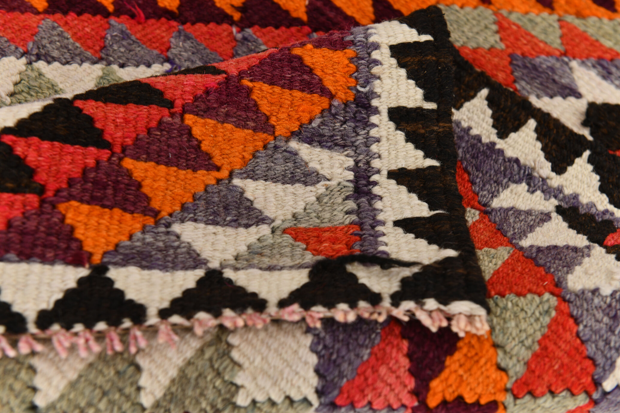 3x9 geometric kilim runner rug, 86x278cm