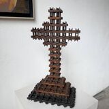 Crucifix sculpture Tramp Art 1900