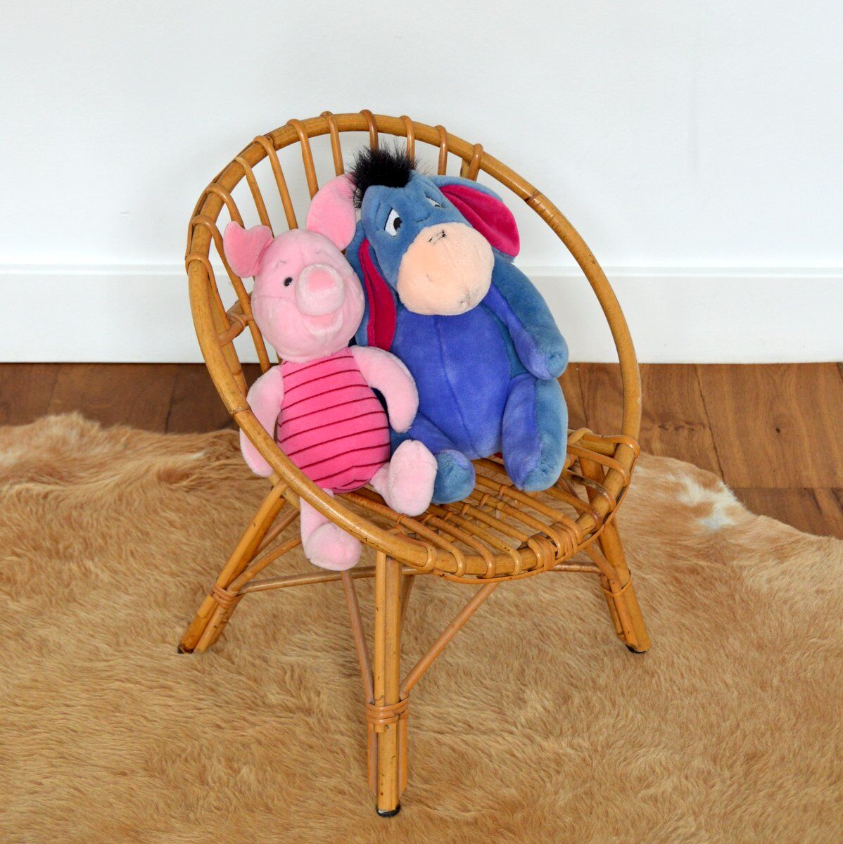 Children's shell armchair in rattan 1960s