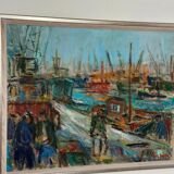 Swedish Oil on Canvas – “Port of Gothenburg” by Eric With