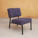 Vintage modernist metal foot armchair