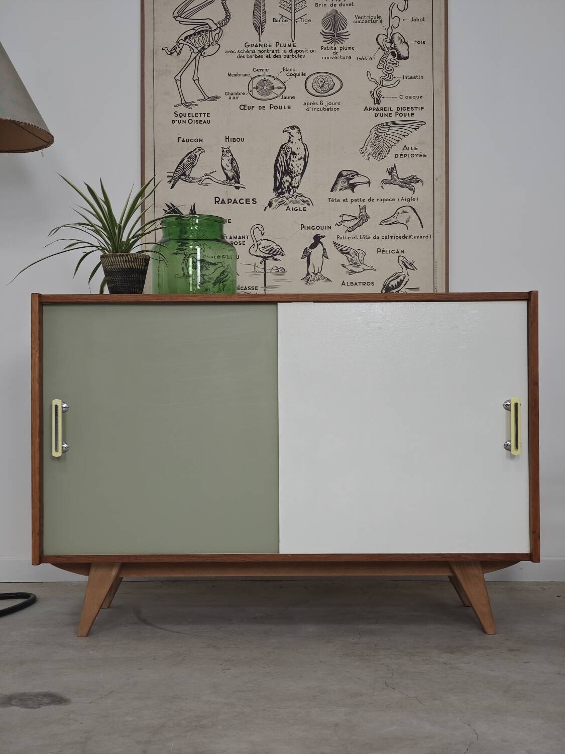 U-452 Green and White Sideboard by Jiri Jiroutek for Interier Praha 1960