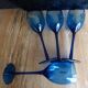4 large vintage blue wine glasses.