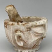 Pharmacy mortar and pestle in alabaster China man's face