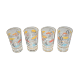 4 juice/water patterns fish colors and gold edges