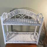White rattan and wicker shelf