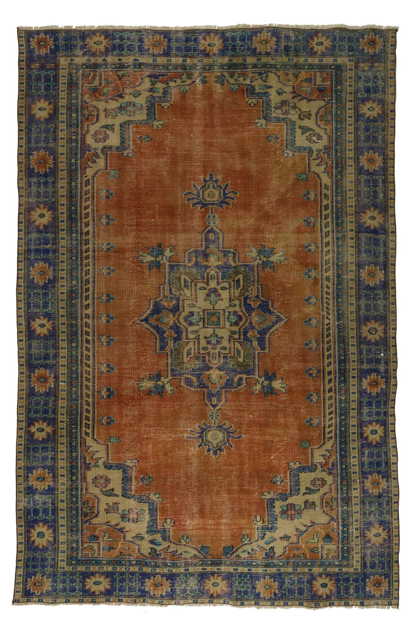 Turkish Anatolian Handmade Vintage Area Rug 285 cm x 185 cm