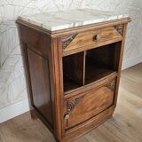 Art Deco bedside table in walnut and marble