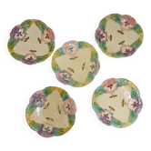 5 plates in hand-painted “faience d’art” slip