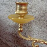Vintage alabaster and brass candlestick