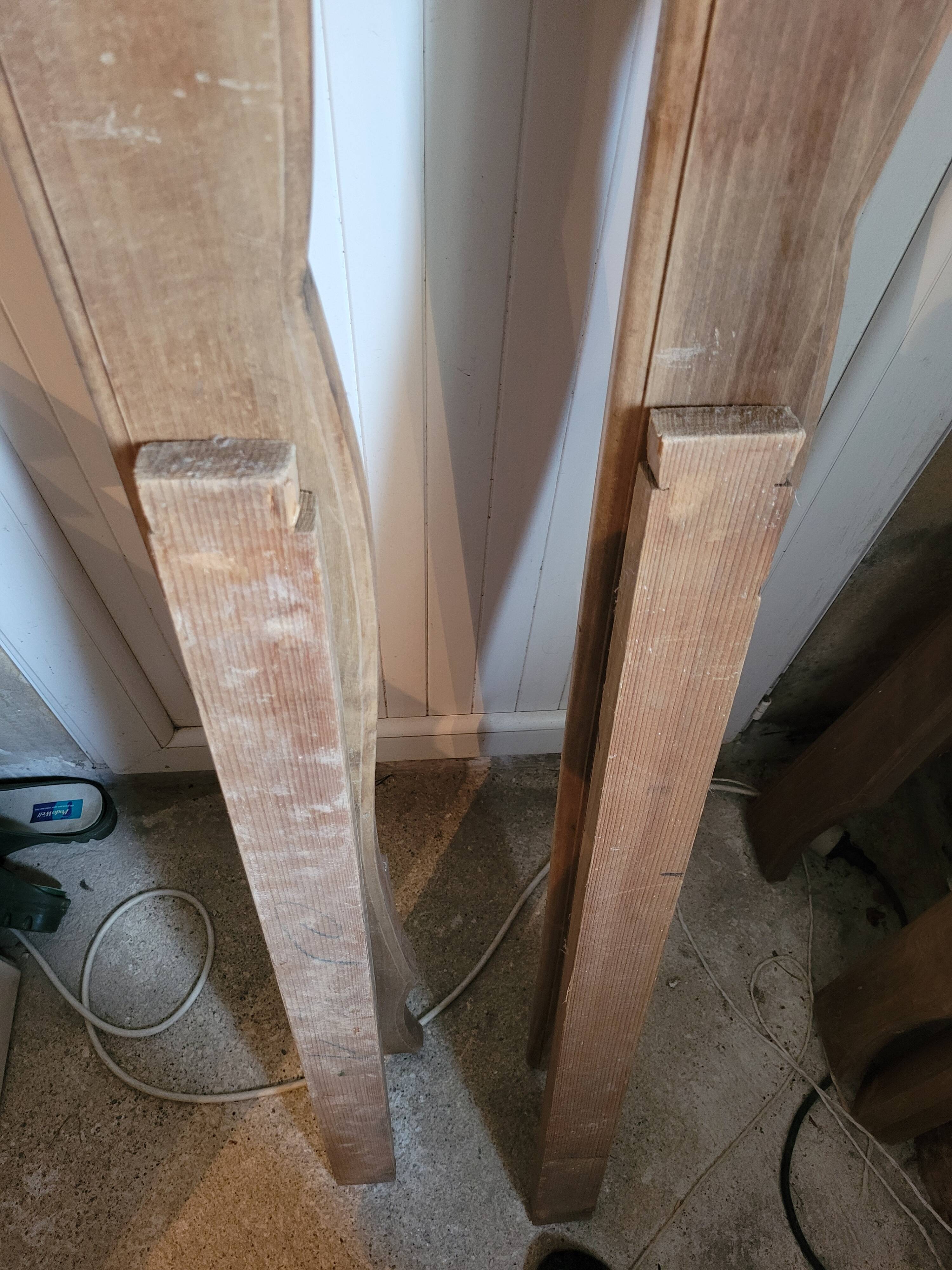 2 beds and a vintage bedside table in solid cherry wood