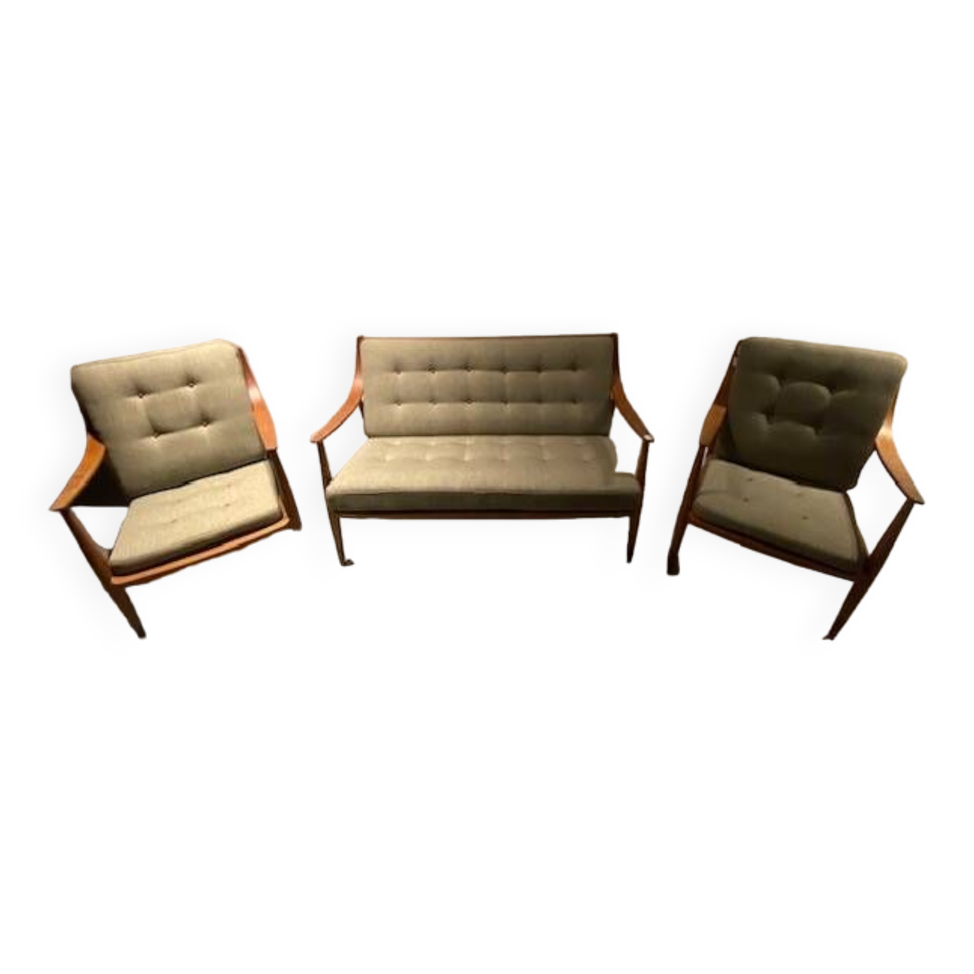 Two-seater sofa and pair of Peter HVIDT armchairs